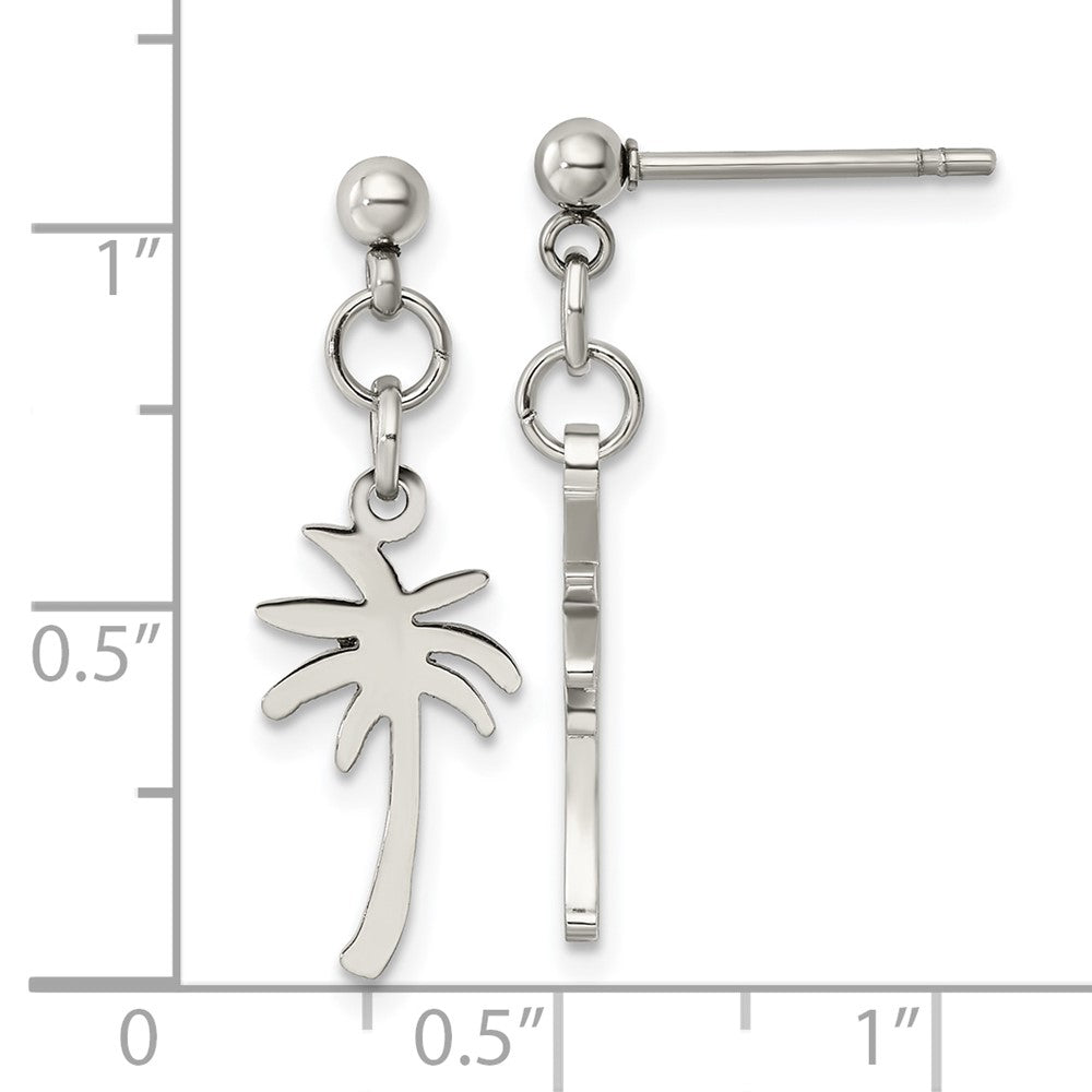 FJC Finejewelers Stainless Steel Polished Palm Tree Post Dangle Earrings 24 x 8 mm