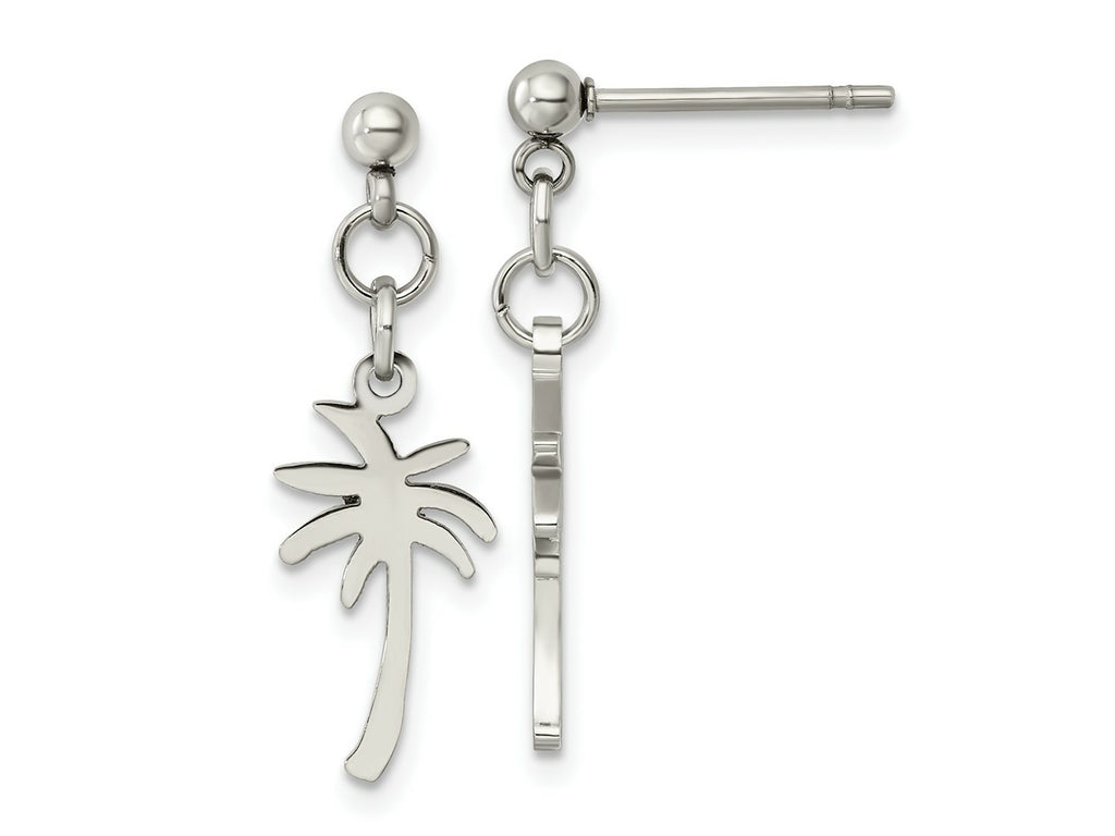 FJC Finejewelers Stainless Steel Polished Palm Tree Post Dangle Earrings 24 x 8 mm
