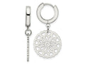 FJC Finejewelers Stainless Steel Polished Flower Dangle Hinged Hoop Earrings 36 x 13 mm