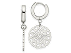 FJC Finejewelers Stainless Steel Polished Flower Dangle Hinged Hoop Earrings 36 x 13 mm