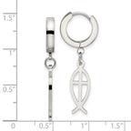 FJC Finejewelers Stainless Steel Polished Ichthus Hinged Hoop Dangle Earrings 36 x 13 mm