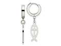 FJC Finejewelers Stainless Steel Polished Ichthus Hinged Hoop Dangle Earrings 36 x 13 mm