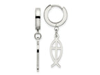 FJC Finejewelers Stainless Steel Polished Ichthus Hinged Hoop Dangle Earrings 36 x 13 mm