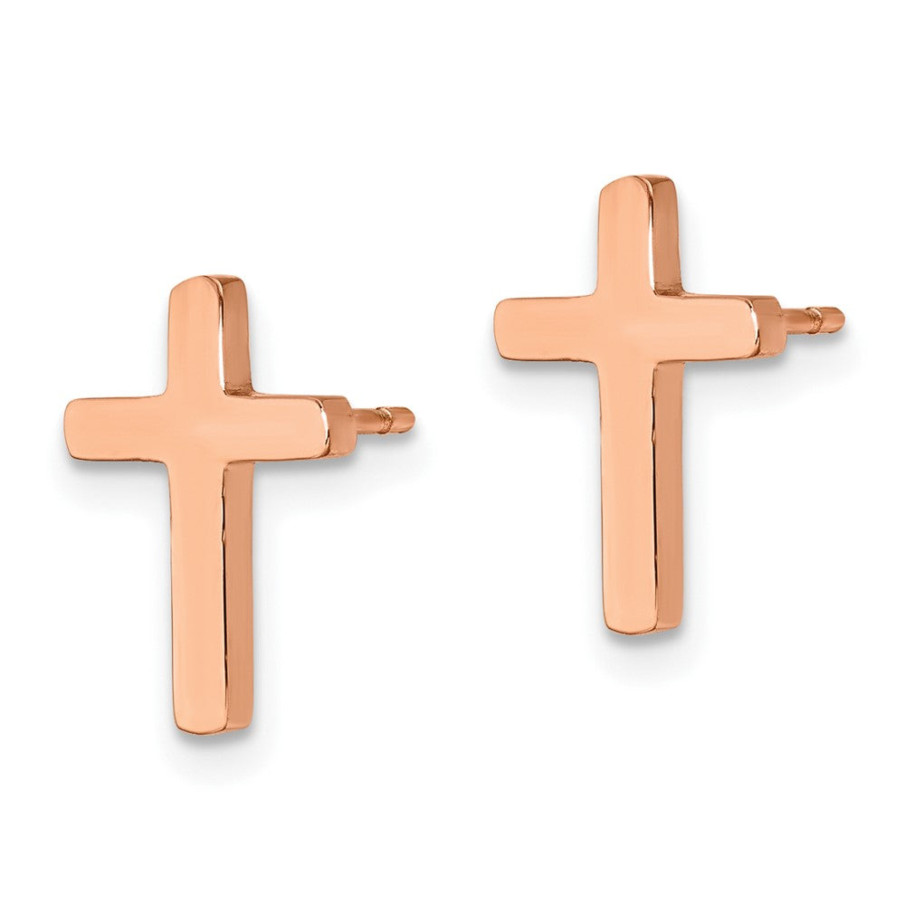 FJC Finejewelers Stainless Steel Button Rose IP-plated Cross Post Earrings 12 x 6 mm