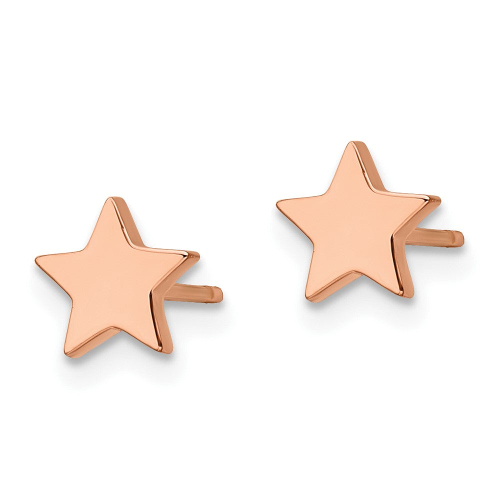 FJC Finejewelers Stainless Steel Button Polished Rose IP-plated Star Post Earrings 7 x 7 mm