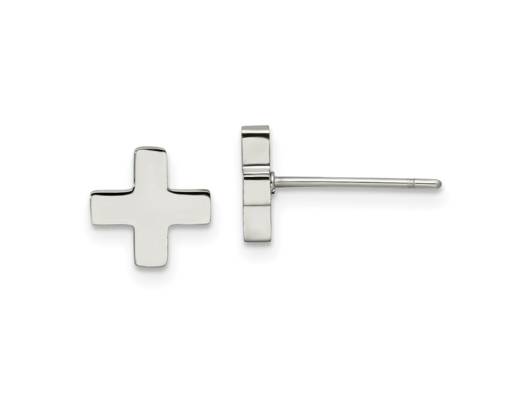FJC Finejewelers Stainless Steel Button Polished X Post Earrings 8 x 2 mm