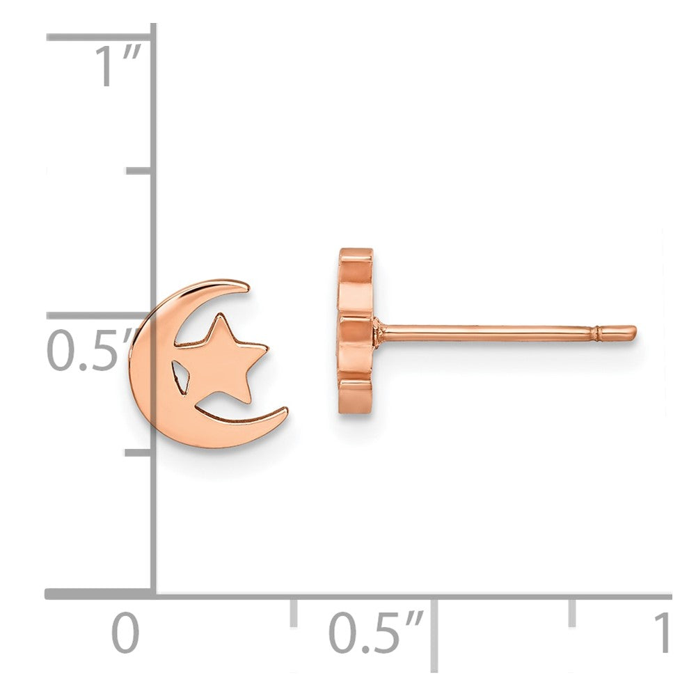 FJC Finejewelers Stainless Steel Button Polished Rose IP-plated Moon and Star Post Earrings 7 x 6 mm