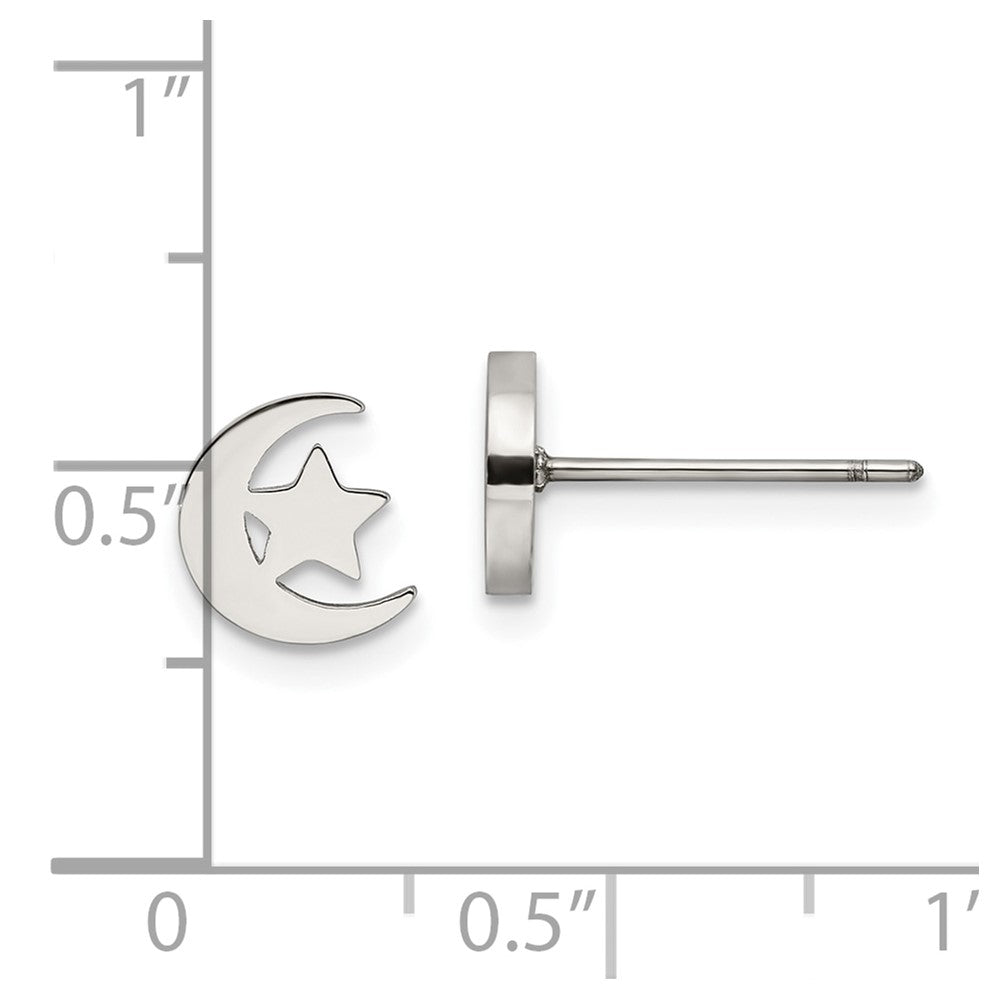 FJC Finejewelers Stainless Steel Button Polished Moon and Star Post Earrings 7 x 1 mm