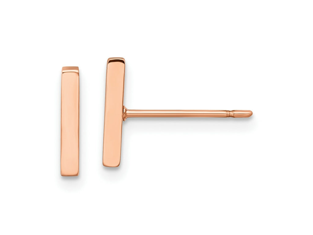 FJC Finejewelers Stainless Steel Button Polished Rose IP-plated Bar Post Earrings 9 x 1 mm