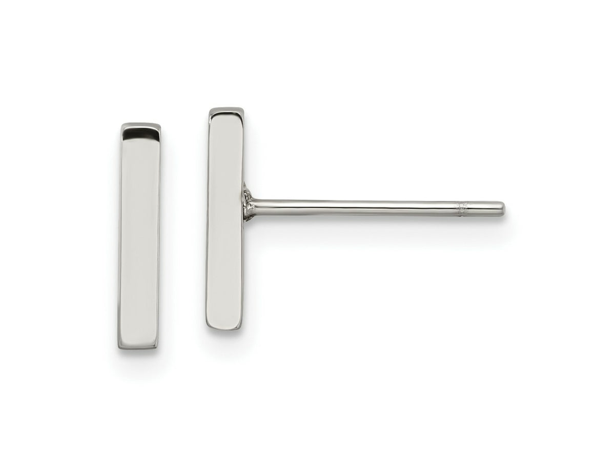 FJC Finejewelers Stainless Steel Button Polished Bar Post Earrings 10 x 2 mm