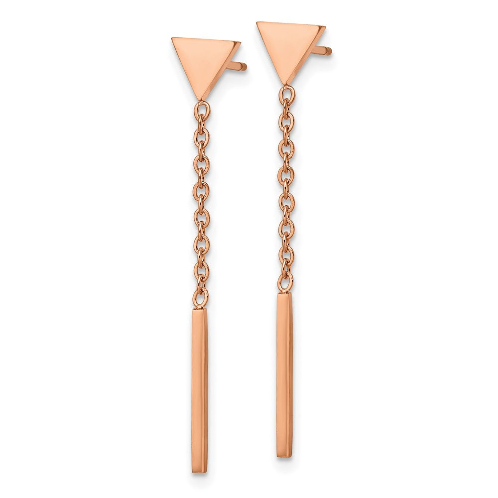 FJC Finejewelers Stainless Steel Polished Rose IP-plated Dangle Bar Triangle Post Earrings 36 x 6 mm