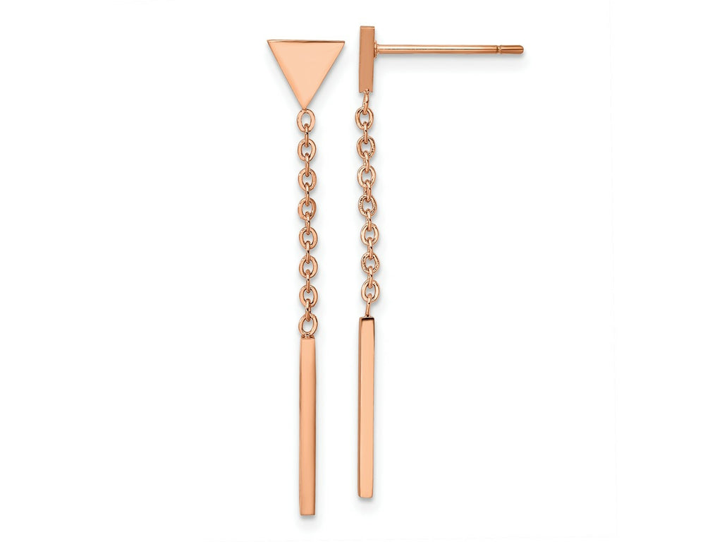 FJC Finejewelers Stainless Steel Polished Rose IP-plated Dangle Bar Triangle Post Earrings 36 x 6 mm