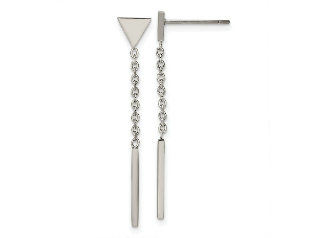 FJC Finejewelers Stainless Steel Polished Dangle Bar Triangle Post Earrings 35 x 1 mm