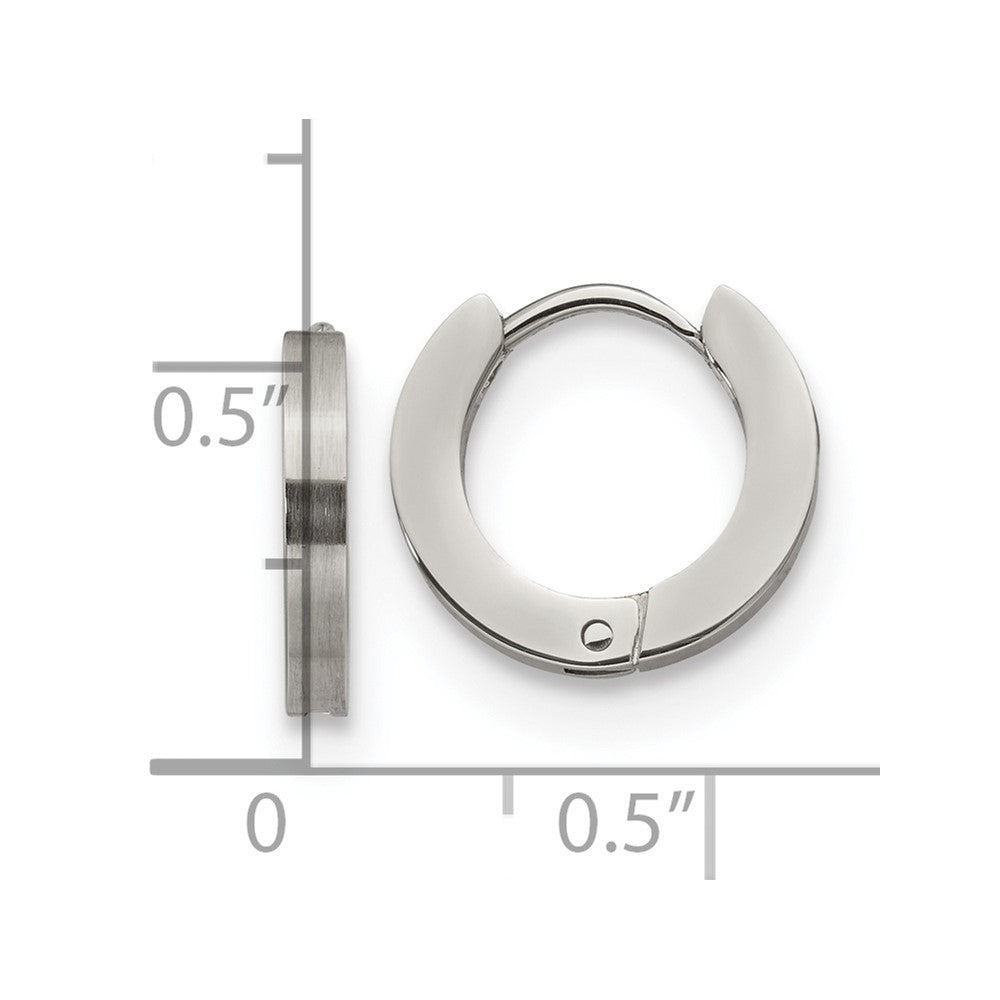 FJC Finejewelers Stainless Steel Brushed and Polished 2mm Hinged Hoop Earrings 13 mm x 13 mm