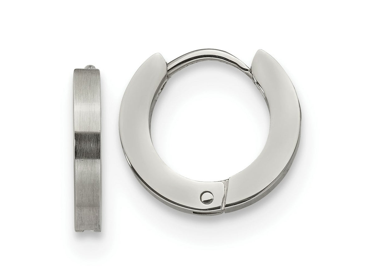 FJC Finejewelers Stainless Steel Brushed and Polished 2mm Hinged Hoop Earrings 13 mm x 13 mm