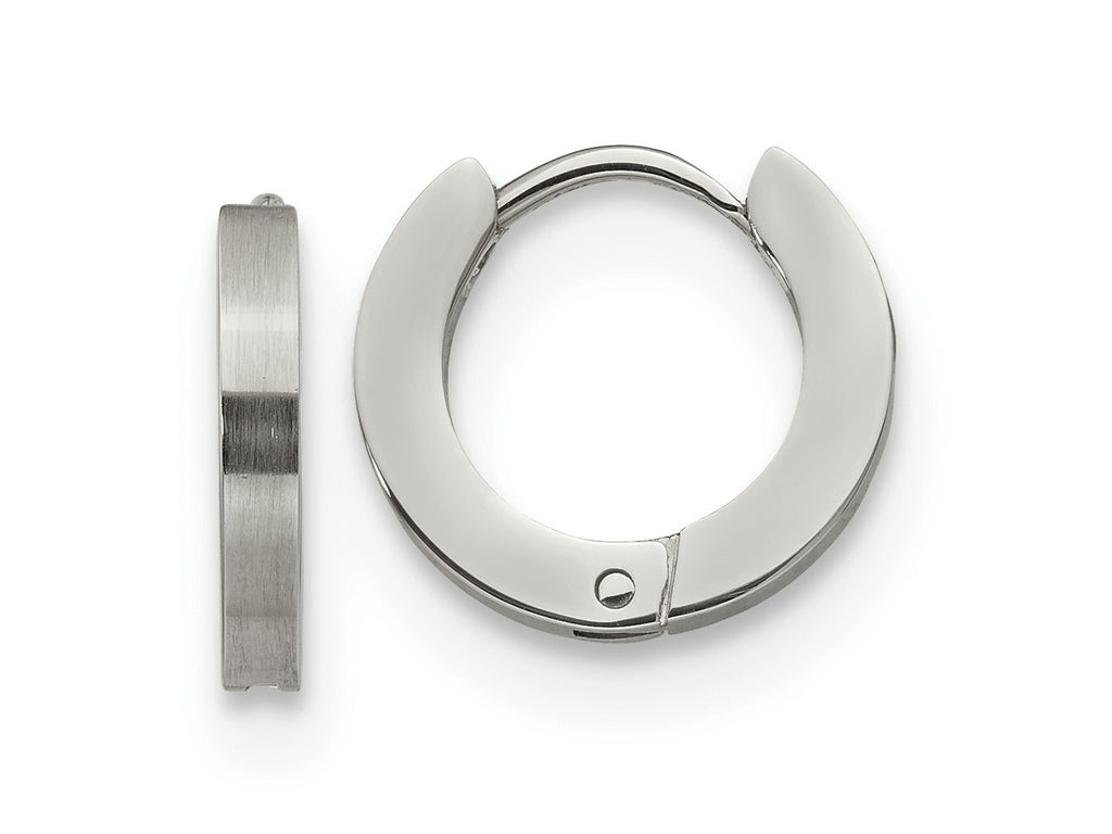 FJC Finejewelers Stainless Steel Brushed and Polished 2mm Hinged Hoop Earrings 13 mm x 13 mm