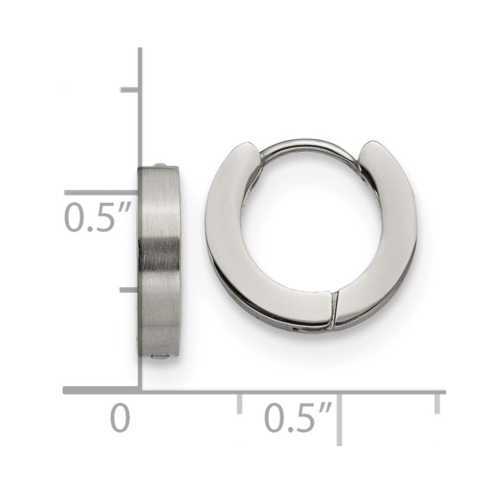 FJC Finejewelers Stainless Steel Brushed and Polished 3mm Hinged Hoop Earrings 13 mm x 13 mm