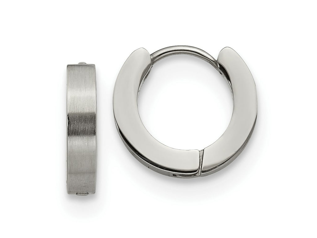 FJC Finejewelers Stainless Steel Brushed and Polished 3mm Hinged Hoop Earrings 13 mm x 13 mm