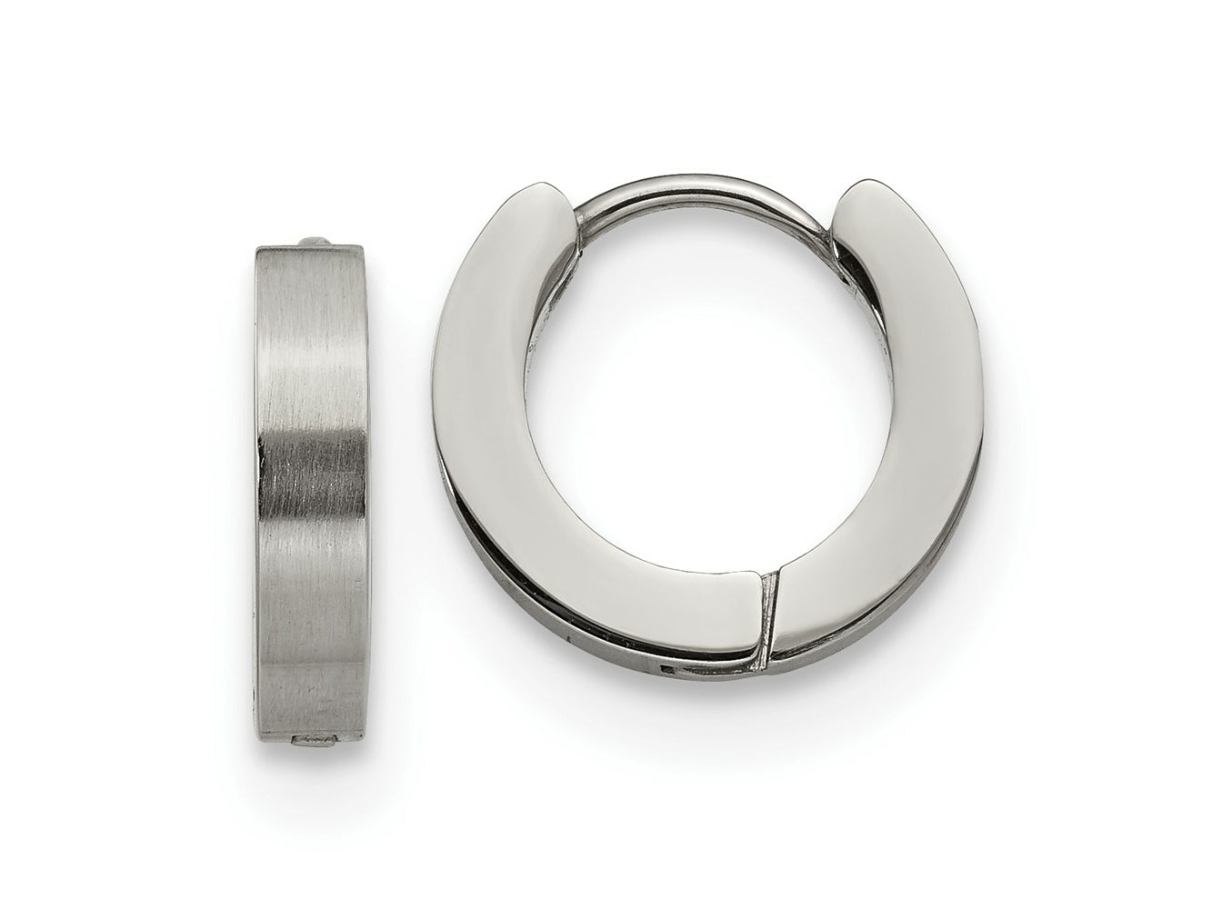 FJC Finejewelers Stainless Steel Brushed and Polished 3mm Hinged Hoop Earrings 13 mm x 13 mm