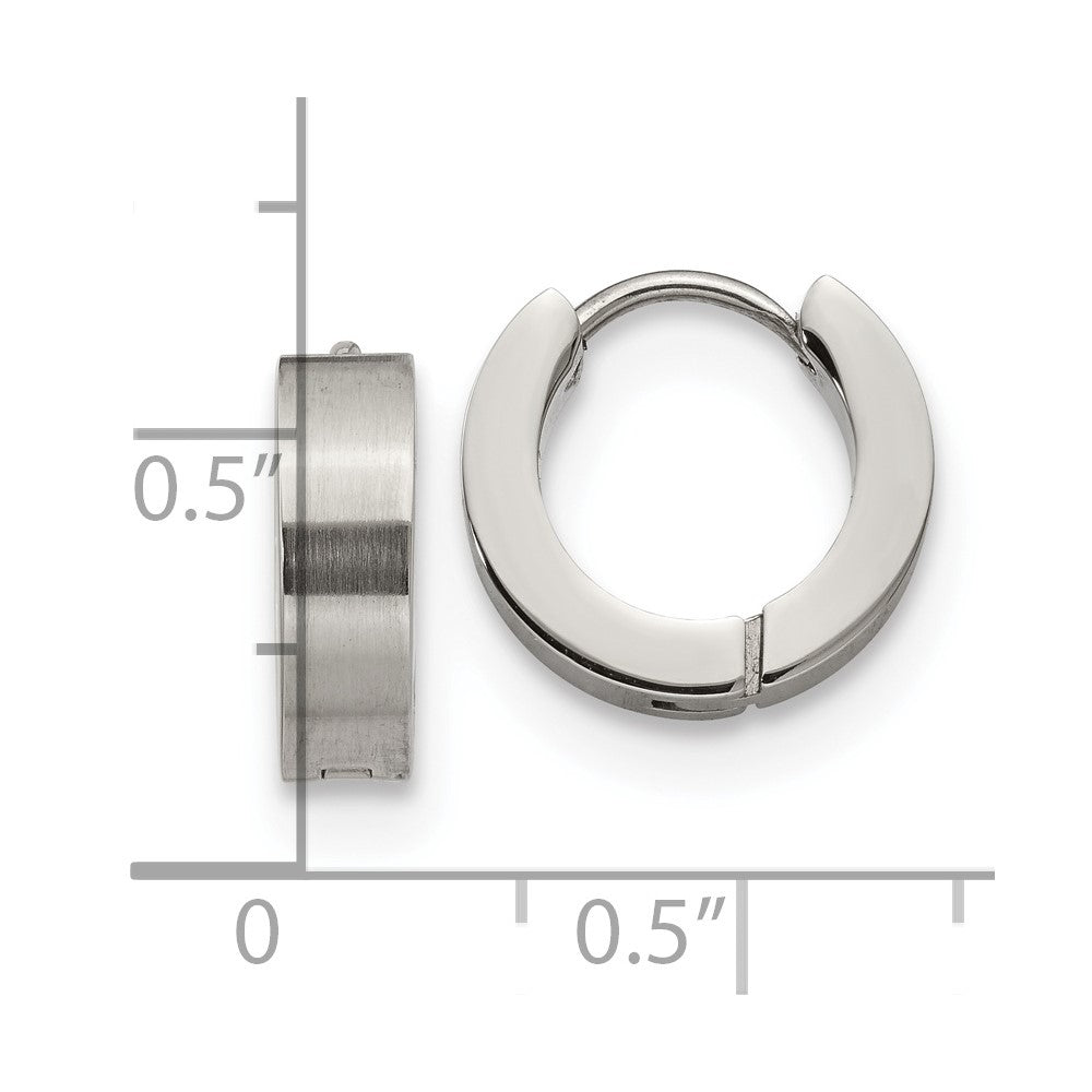 FJC Finejewelers Stainless Steel Brushed and Polished 4mm Hinged Hoop Earrings 13 mm x 13 mm