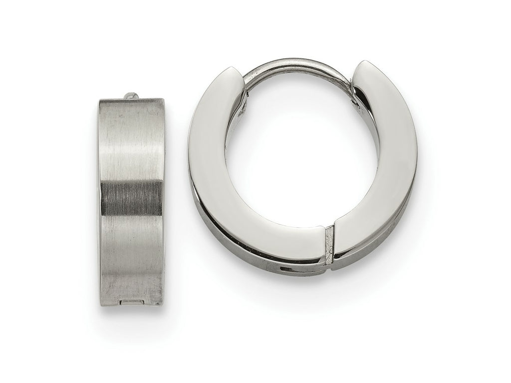 FJC Finejewelers Stainless Steel Brushed and Polished 4mm Hinged Hoop Earrings 13 mm x 13 mm
