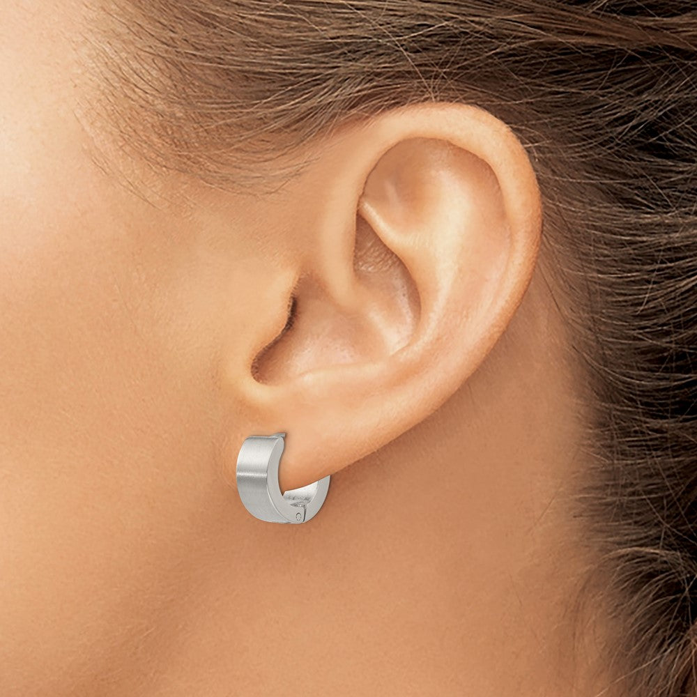 FJC Finejewelers Stainless Steel Brushed and Polished 6mm Hinged Hoop Earrings 13 mm x 13 mm
