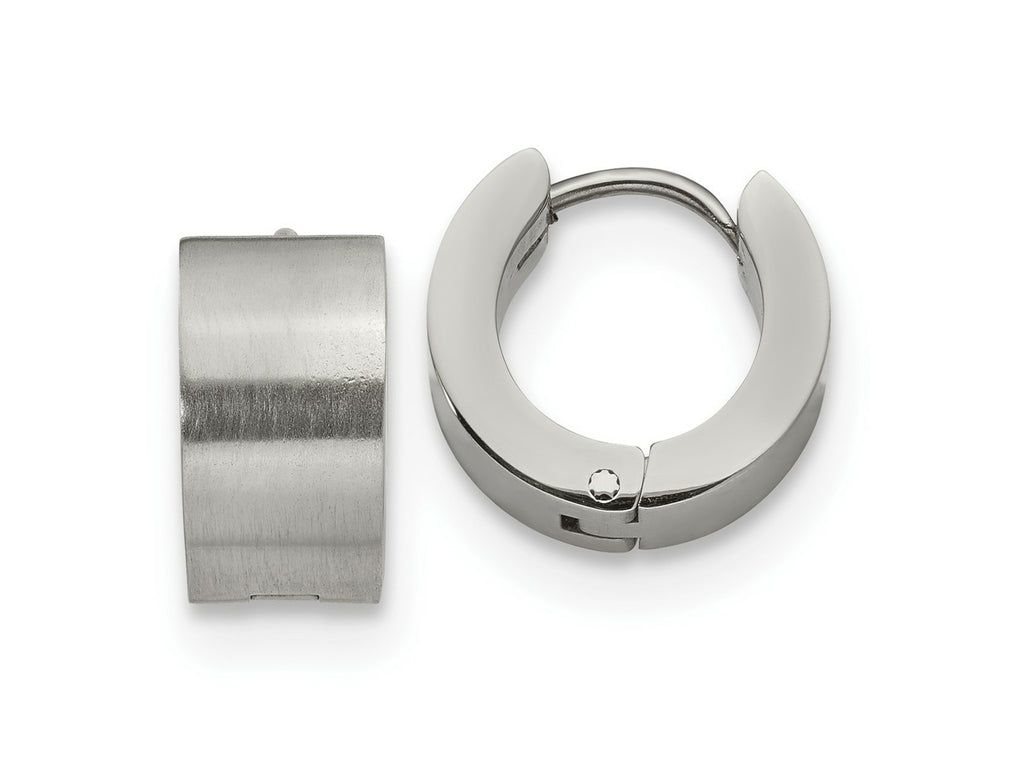 FJC Finejewelers Stainless Steel Brushed and Polished 7mm Hinged Hoop Earrings 13 mm x 13 mm