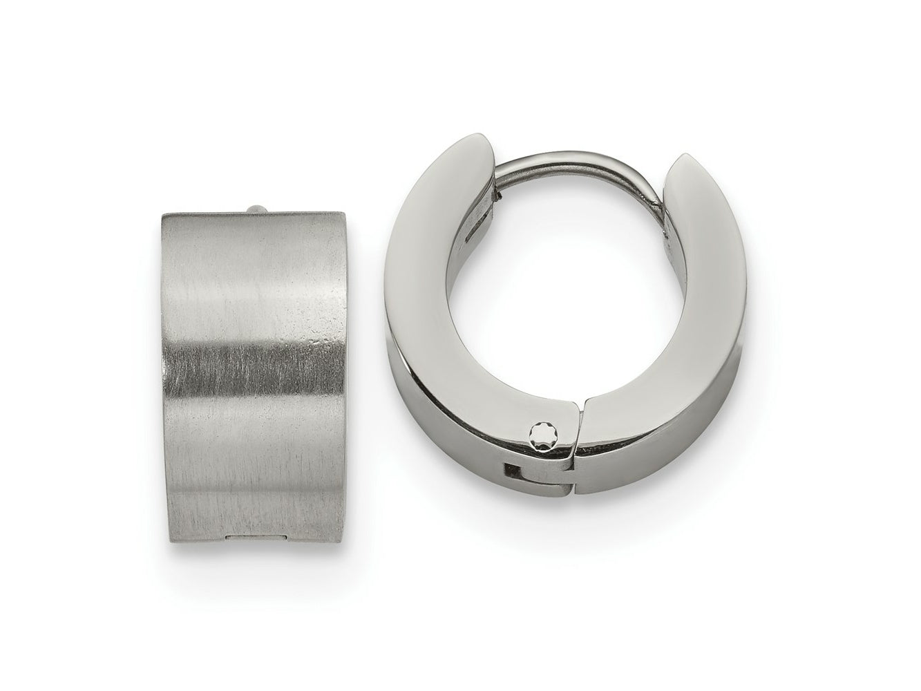 FJC Finejewelers Stainless Steel Brushed and Polished 7mm Hinged Hoop Earrings 13 mm x 13 mm