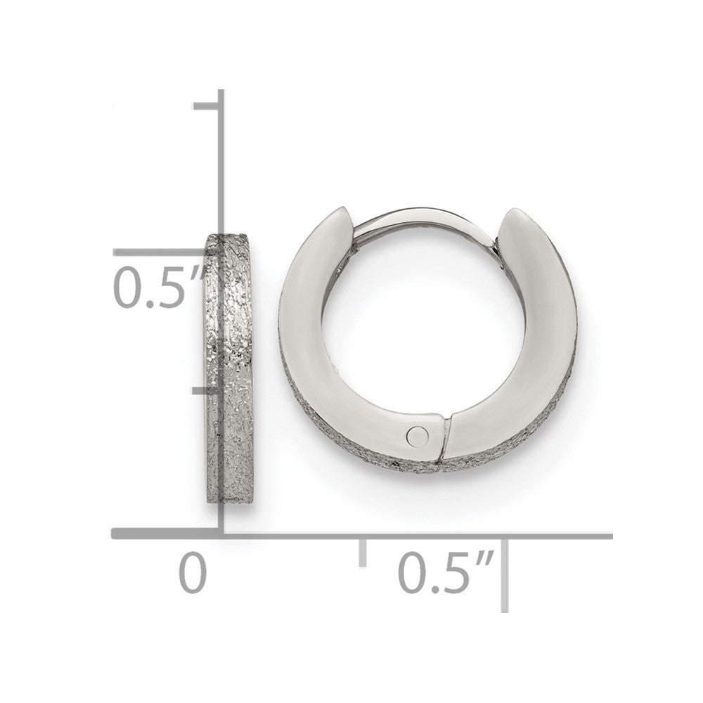 FJC Finejewelers Stainless Steel Polished and Sandblasted 2mm Hinged Hoop Earrings 13 mm x 13 mm