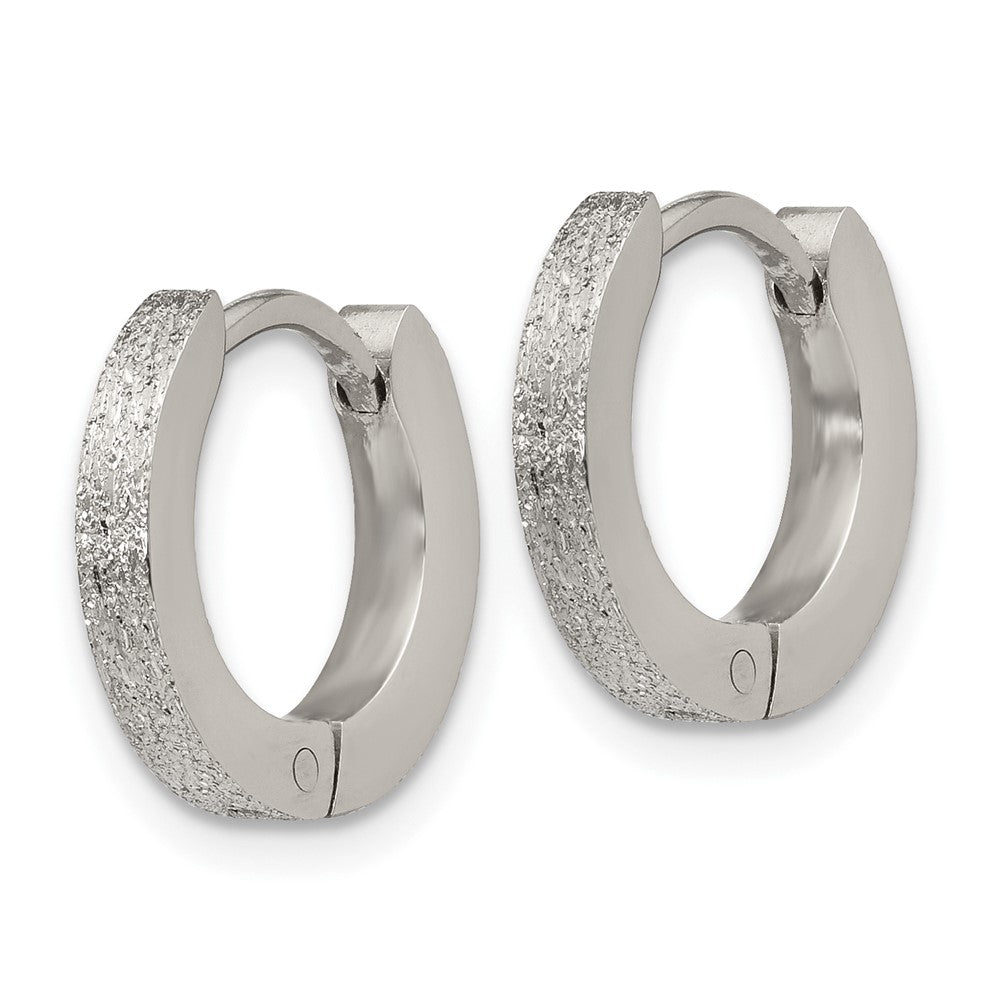 FJC Finejewelers Stainless Steel Polished and Sandblasted 2mm Hinged Hoop Earrings 13 mm x 13 mm