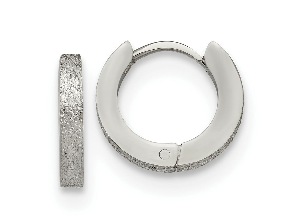 FJC Finejewelers Stainless Steel Polished and Sandblasted 2mm Hinged Hoop Earrings 13 mm x 13 mm