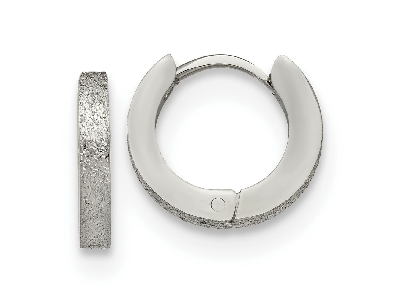 FJC Finejewelers Stainless Steel Polished and Sandblasted 2mm Hinged Hoop Earrings 13 mm x 13 mm