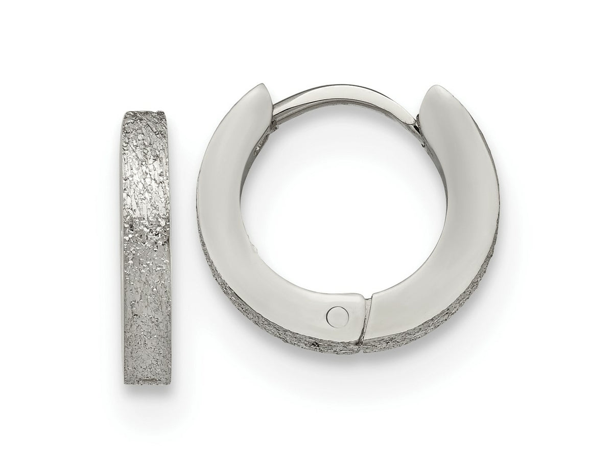 FJC Finejewelers Stainless Steel Polished and Sandblasted 2mm Hinged Hoop Earrings 13 mm x 13 mm