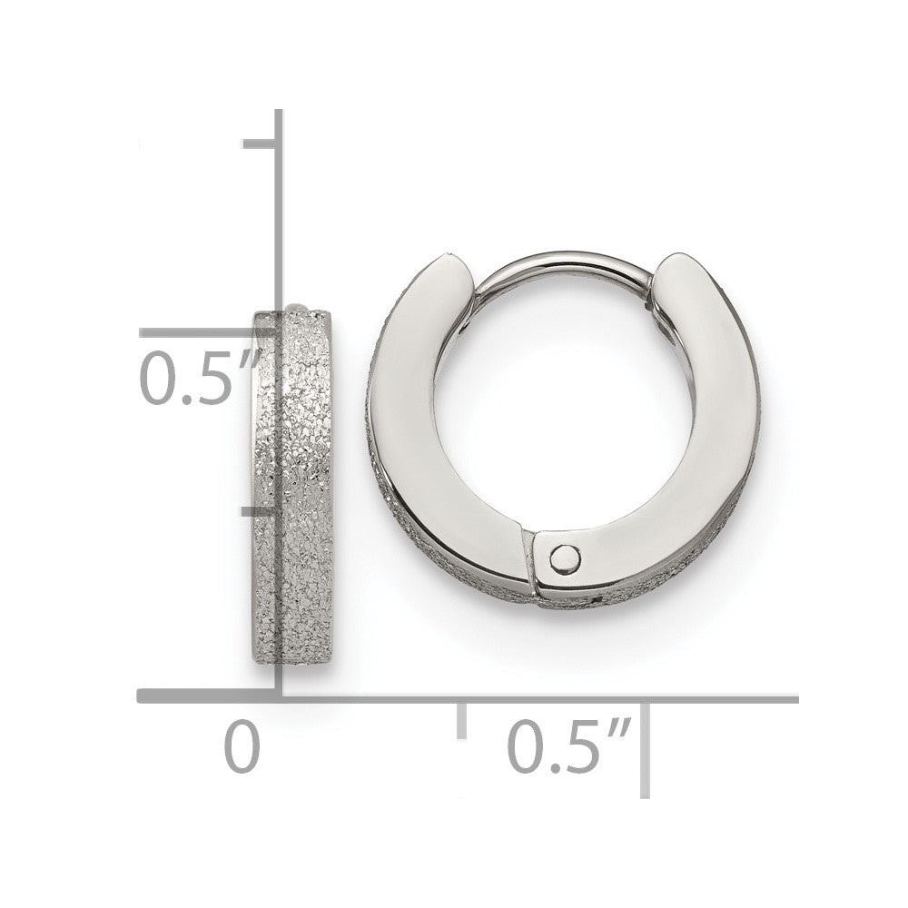FJC Finejewelers Stainless Steel Polished and Sandblasted 3mm Hinged Hoop Earrings 13 mm x 13 mm