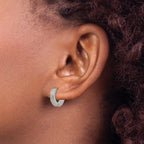 FJC Finejewelers Stainless Steel Polished and Sandblasted 3mm Hinged Hoop Earrings 13 mm x 13 mm
