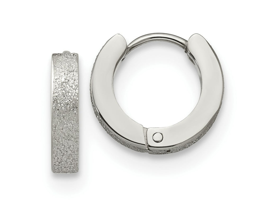 FJC Finejewelers Stainless Steel Polished and Sandblasted 3mm Hinged Hoop Earrings 13 mm x 13 mm