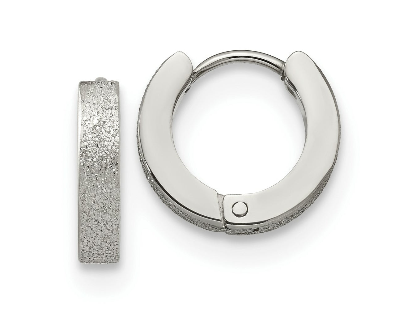 FJC Finejewelers Stainless Steel Polished and Sandblasted 3mm Hinged Hoop Earrings 13 mm x 13 mm