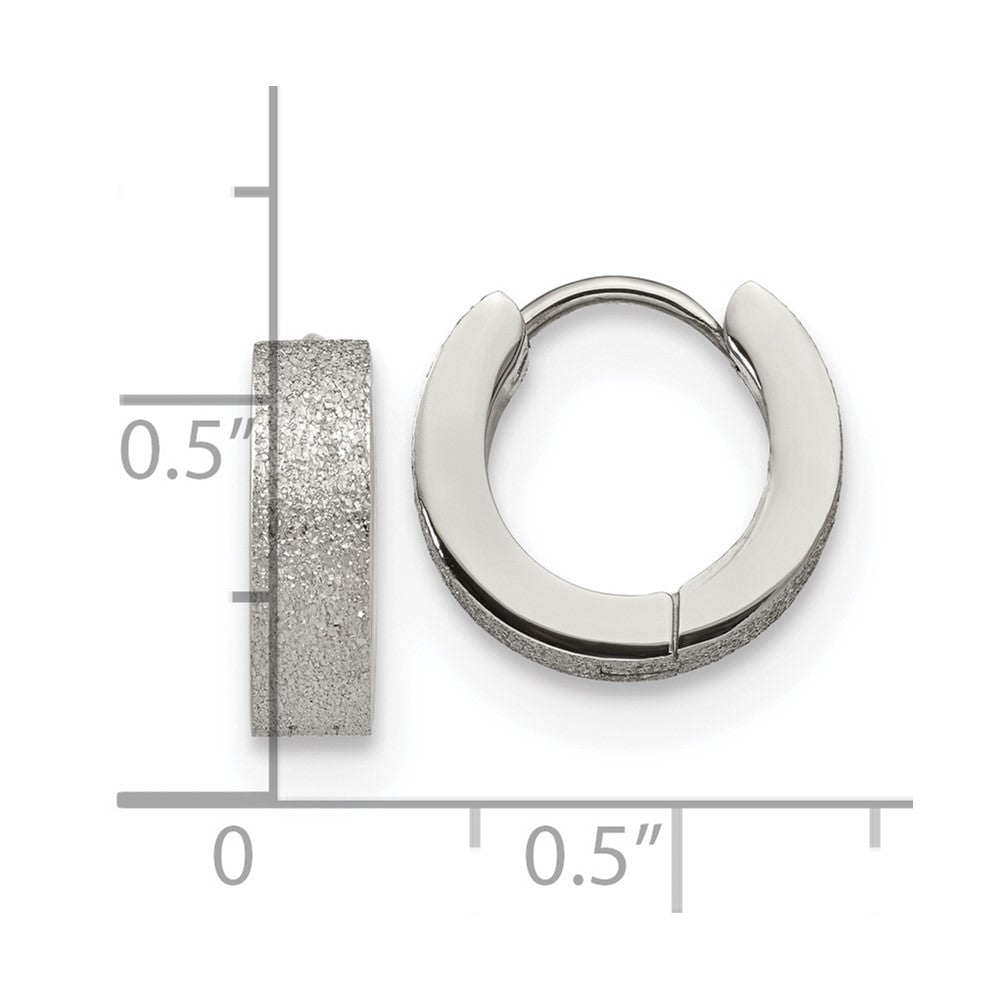 FJC Finejewelers Stainless Steel Polished and Sandblasted 4mm Hinged Hoop Earrings 13 mm x 13 mm