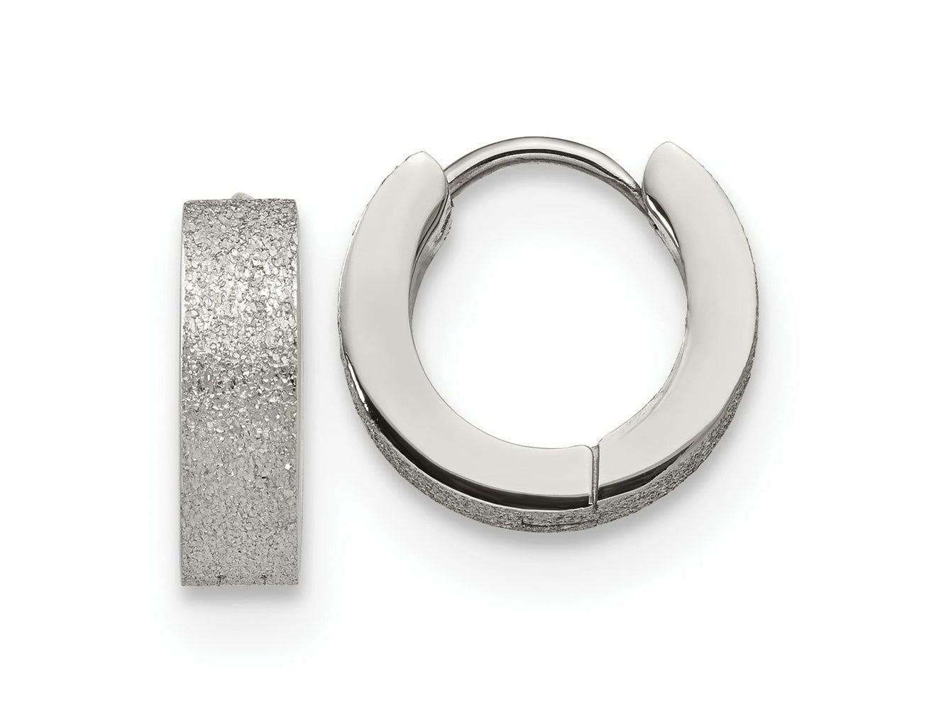 FJC Finejewelers Stainless Steel Polished and Sandblasted 4mm Hinged Hoop Earrings 13 mm x 13 mm
