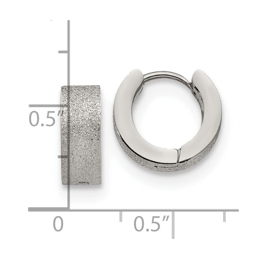 FJC Finejewelers Stainless Steel Polished and Sandblasted 5mm Hinged Hoop Earrings 13 mm x 13 mm