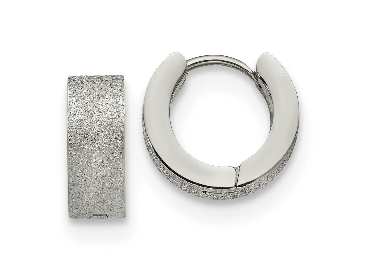 FJC Finejewelers Stainless Steel Polished and Sandblasted 5mm Hinged Hoop Earrings 13 mm x 13 mm