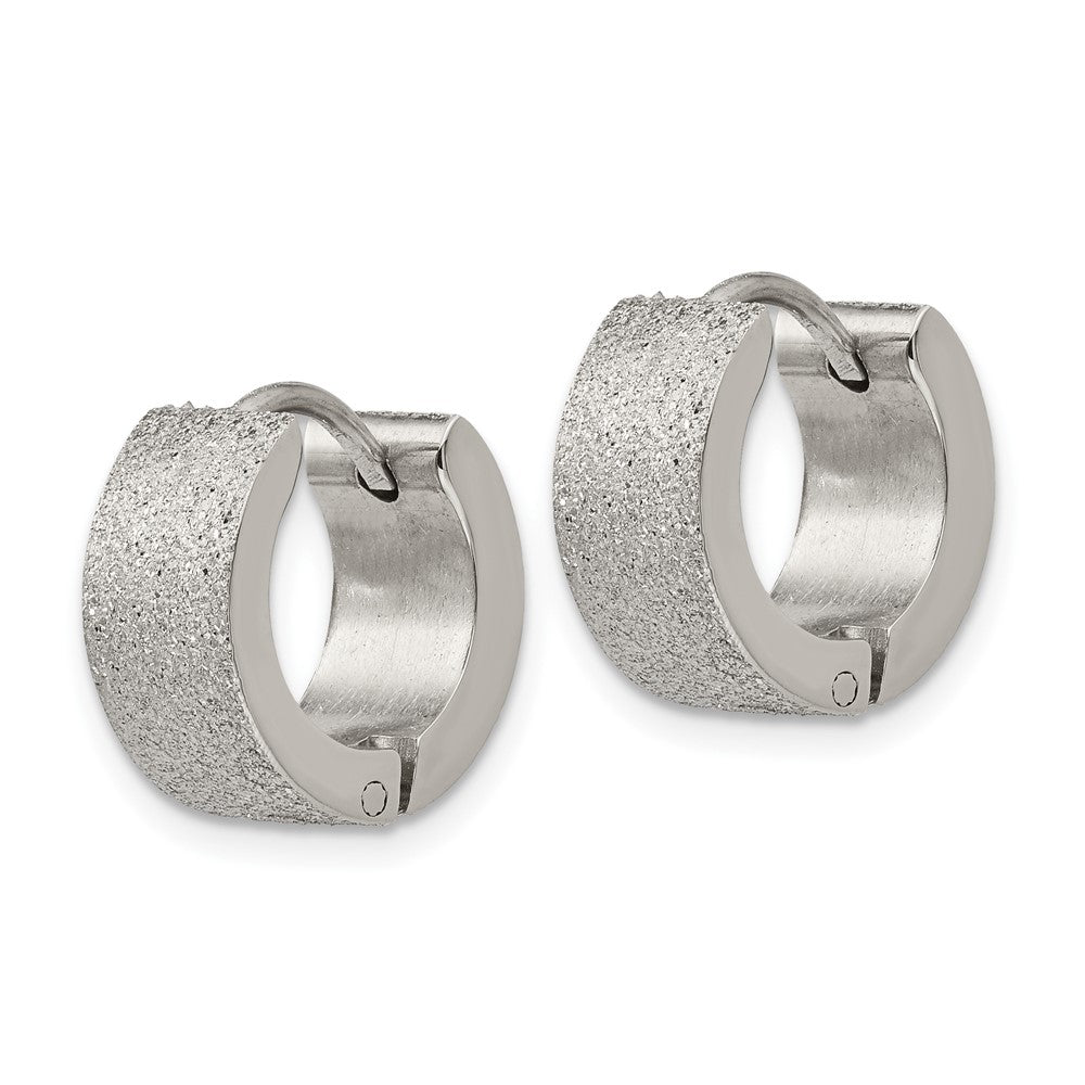 FJC Finejewelers Stainless Steel Polished and Sandblasted 6mm Hinged Hoop Earrings 13 mm x 13 mm