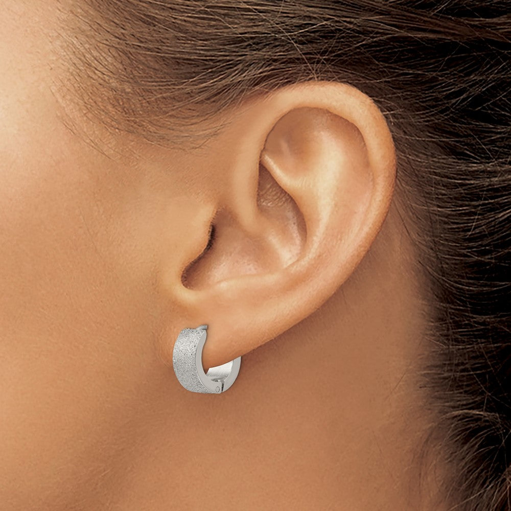 FJC Finejewelers Stainless Steel Polished and Sandblasted 6mm Hinged Hoop Earrings 13 mm x 13 mm