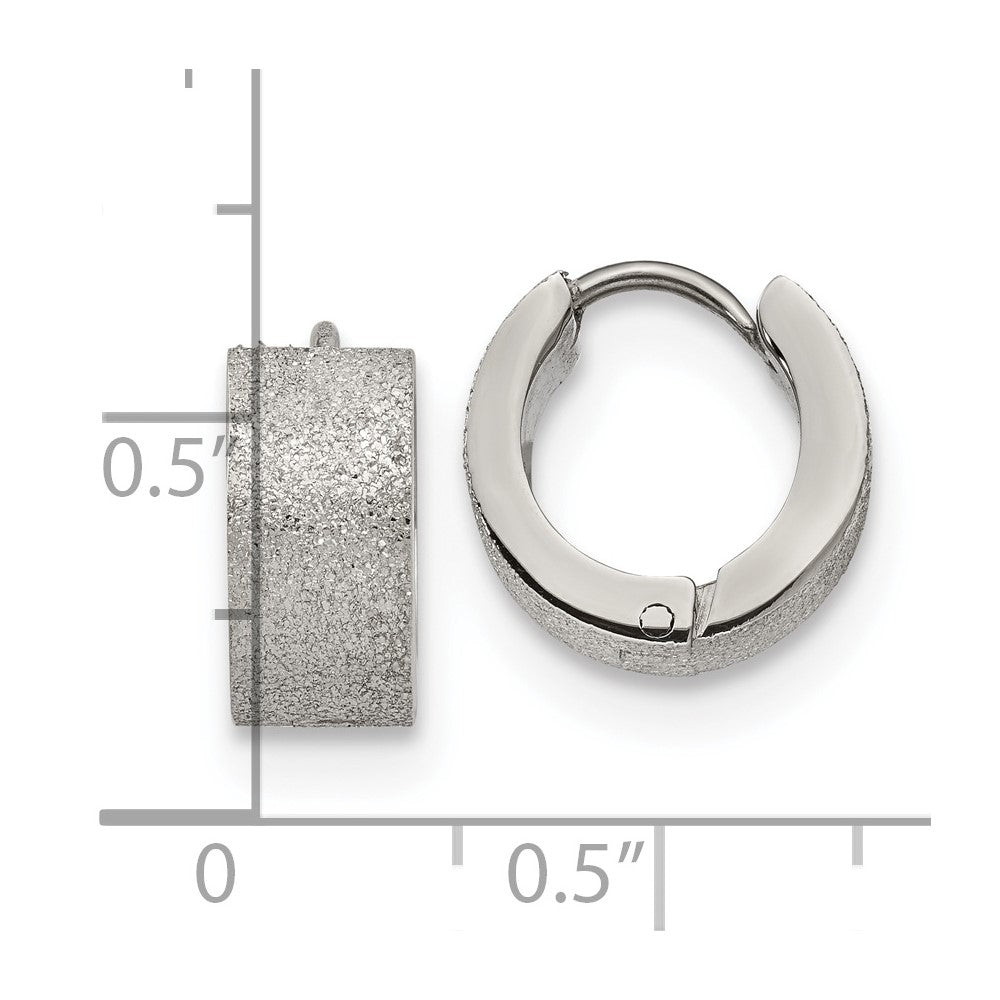 FJC Finejewelers Stainless Steel Polished and Sandblasted 6mm Hinged Hoop Earrings 13 mm x 13 mm