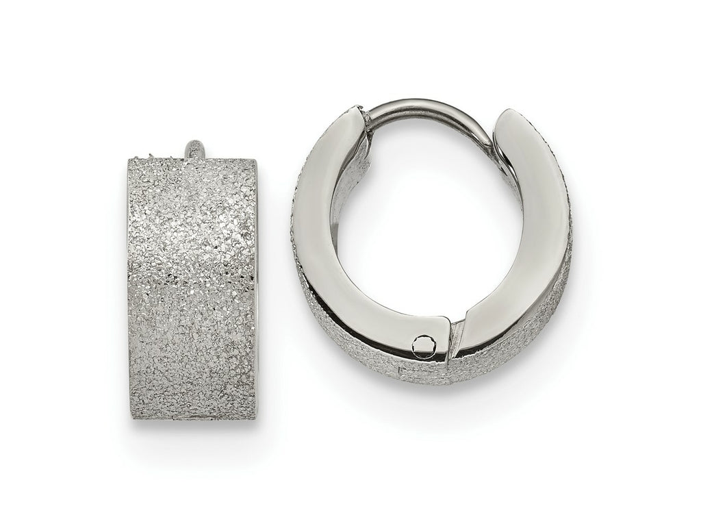 FJC Finejewelers Stainless Steel Polished and Sandblasted 6mm Hinged Hoop Earrings 13 mm x 13 mm