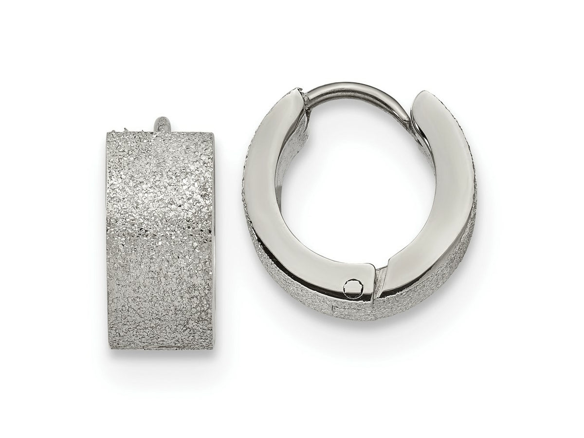 FJC Finejewelers Stainless Steel Polished and Sandblasted 6mm Hinged Hoop Earrings 13 mm x 13 mm
