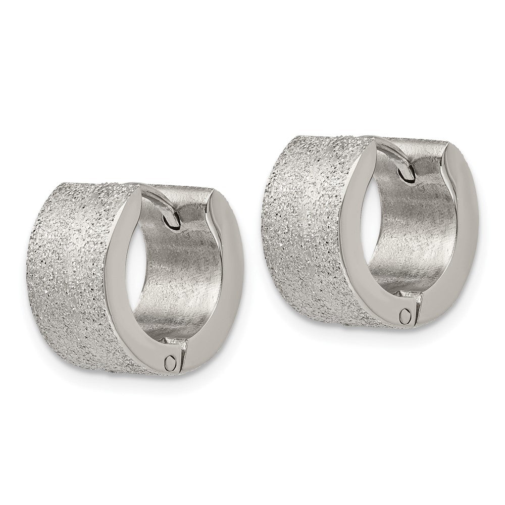 FJC Finejewelers Stainless Steel Polished and Sandblasted 7mm Hinged Hoop Earrings 13 mm x 13 mm