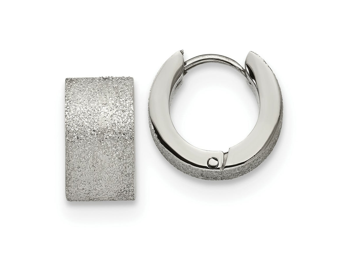 FJC Finejewelers Stainless Steel Polished and Sandblasted 7mm Hinged Hoop Earrings 13 mm x 13 mm