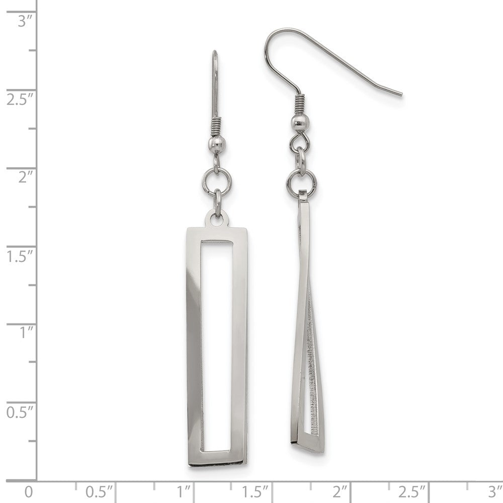 FJC Finejewelers Stainless Steel Polished Twisted Rectangle Dangle Shepherd Hook Earrings 38 x 1 mm