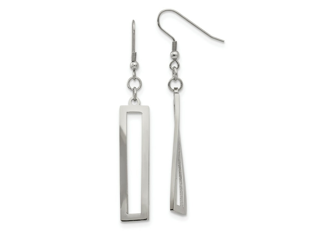 FJC Finejewelers Stainless Steel Polished Twisted Rectangle Dangle Shepherd Hook Earrings 38 x 1 mm
